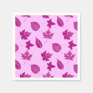 Autumn leaves - plum and orchid pink napkin