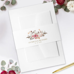 Autumn Leaves Pumpkin Fall Wedding Invitation Belly Band