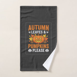 Autumn Leaves Pumpkin Halloween Design Hand Towel