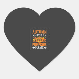 Autumn Leaves Pumpkin Halloween Design Heart Sticker