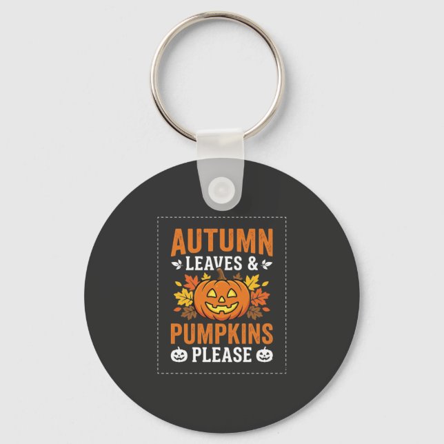 Autumn Leaves Pumpkin Halloween Design Key Ring (Front)