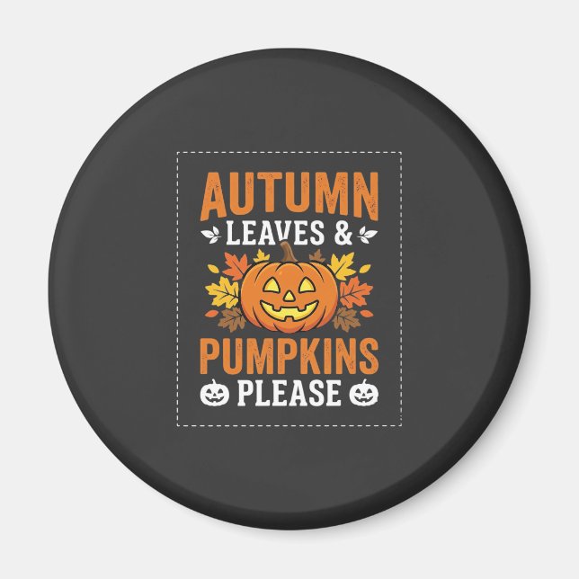 Autumn Leaves Pumpkin Halloween Design Magnet (Front)