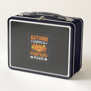 Autumn Leaves Pumpkin Halloween Design Metal Lunch Box