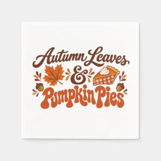 Autumn Leaves Pumpkin Pies Fall Napkin