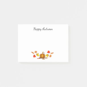 Autumn Leaves & Pumpkin Post-It Notes