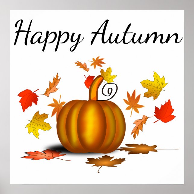 Autumn Leaves & Pumpkin Poster (Front)