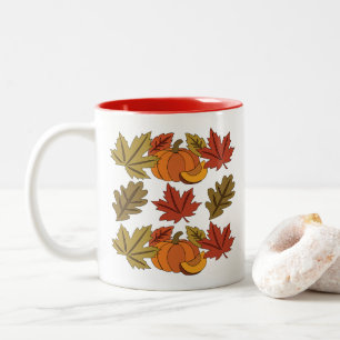 Autumn Leaves Pumpkin Thanksgiving Dinner Party Two-Tone Coffee Mug