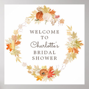 Autumn Leaves Pumpkins Bridal Shower Welcome Poster