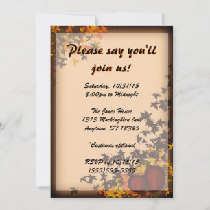Autumn Leaves Pumpkins Halloween Invitation