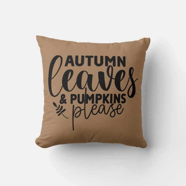 Autumn Leaves & Pumpkins Please Cushion (Front)
