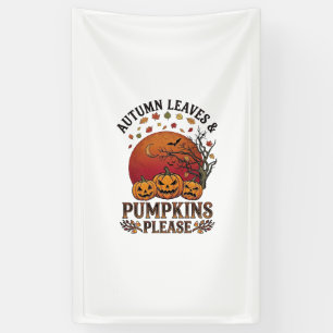 Autumn Leaves Pumpkins Please Halloween Bats Trees Banner