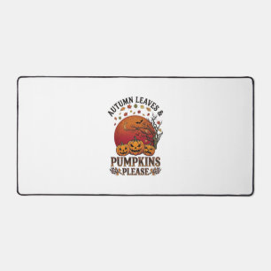 Autumn Leaves Pumpkins Please Halloween Bats Trees Desk Mat