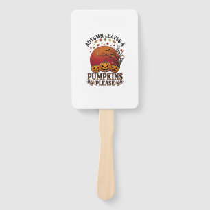 Autumn Leaves Pumpkins Please Halloween Bats Trees Hand Fan