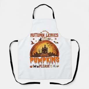 Autumn Leaves Pumpkins Please Halloween Haunted Ho Apron