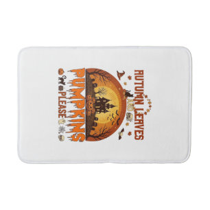 Autumn Leaves Pumpkins Please Halloween Haunted Ho Bath Mat