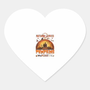 Autumn Leaves Pumpkins Please Halloween Haunted Ho Heart Sticker