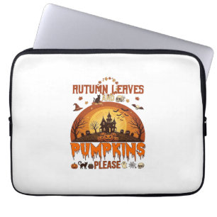 Autumn Leaves Pumpkins Please Halloween Haunted Ho Laptop Sleeve