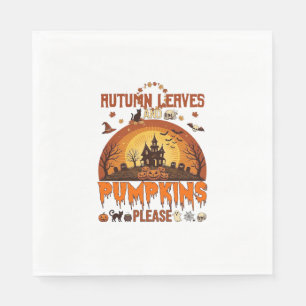 Autumn Leaves Pumpkins Please Halloween Haunted Ho Napkin