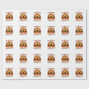 Autumn Leaves Pumpkins Please Halloween Haunted Ho Wrapping Paper