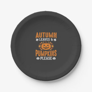 Autumn Leaves Pumpkins Please Halloween Pumpkin De Paper Plate