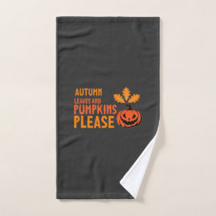 Autumn Leaves Pumpkins Please Halloween Pumpkin Or Hand Towel