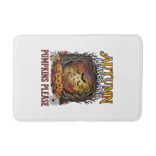 Autumn Leaves Pumpkins Please Halloween Spooky Tre Bath Mat