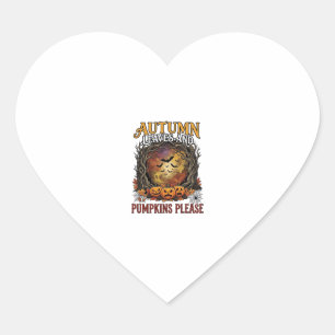 Autumn Leaves Pumpkins Please Halloween Spooky Tre Heart Sticker