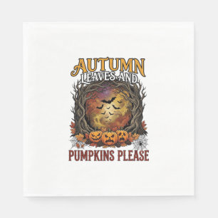 Autumn Leaves Pumpkins Please Halloween Spooky Tre Napkin