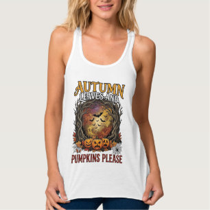 Autumn Leaves Pumpkins Please Halloween Spooky Tre Singlet