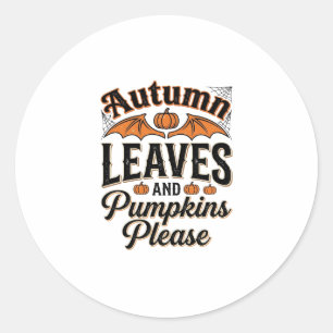 Autumn Leaves Pumpkins Please Vintage Fall_1 Classic Round Sticker