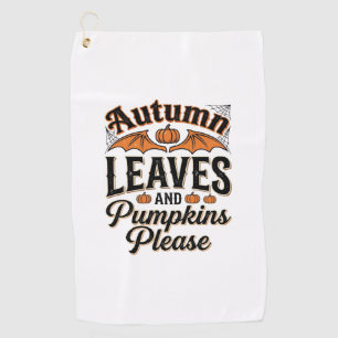 Autumn Leaves Pumpkins Please Vintage Fall_1 Golf Towel