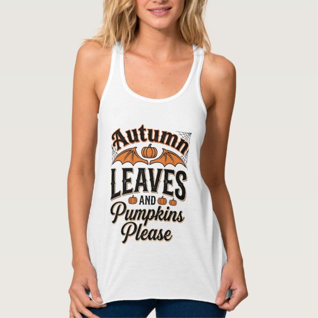 Autumn Leaves Pumpkins Please Vintage Fall_1 Singlet (Front)