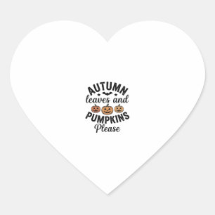 Autumn Leaves Pumpkins Please Vintage Halloween De Heart Sticker