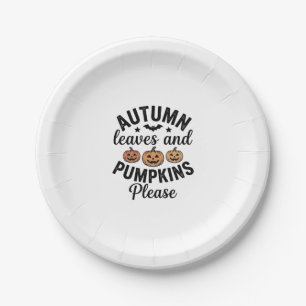 Autumn Leaves Pumpkins Please Vintage Halloween De Paper Plate