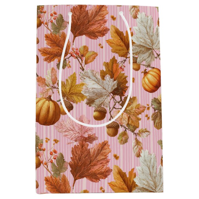 Autumn Leaves & Pumpkins Seamless Pattern Medium Gift Bag (Front)