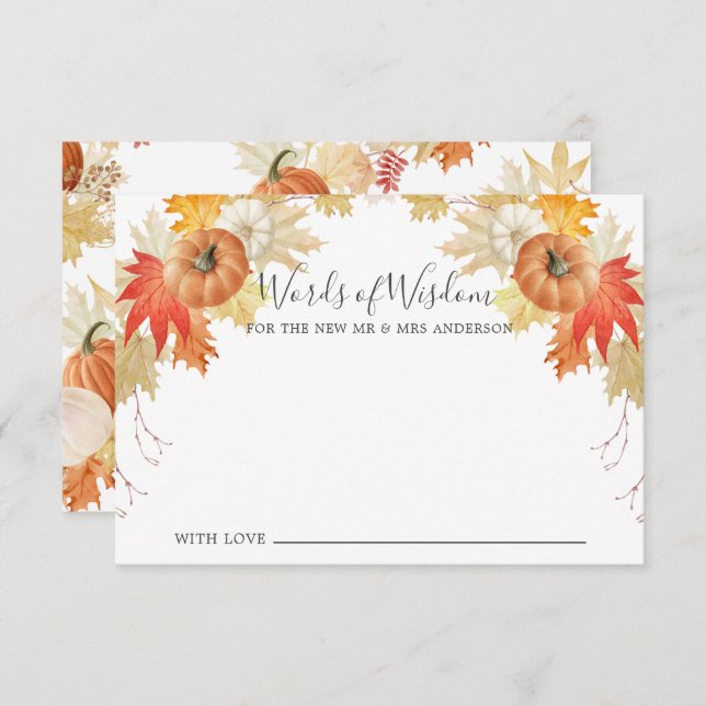 Autumn Leaves Pumpkins  Words of Wisdom Card (Front/Back)
