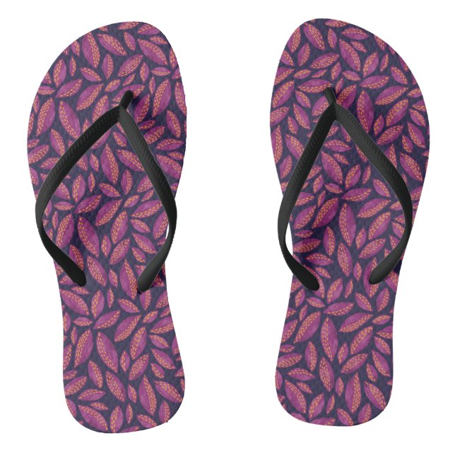 Autumn Leaves Purple Jandals (Footbed)