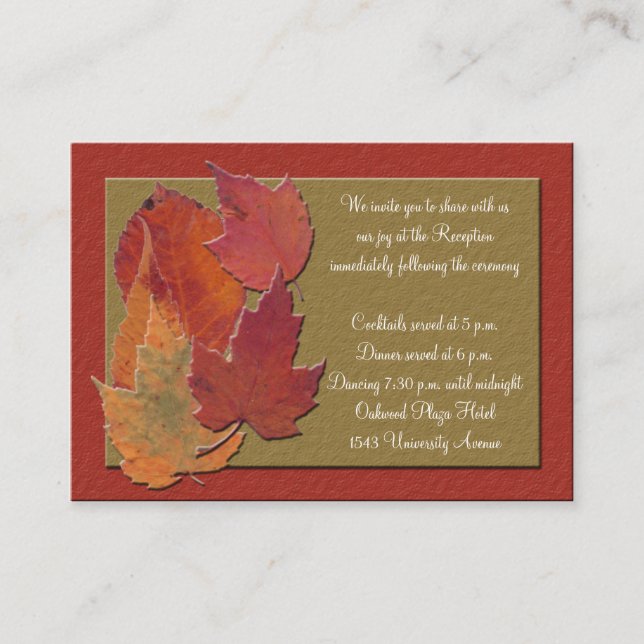 Autumn Leaves Reception Enclosure Card (Front)