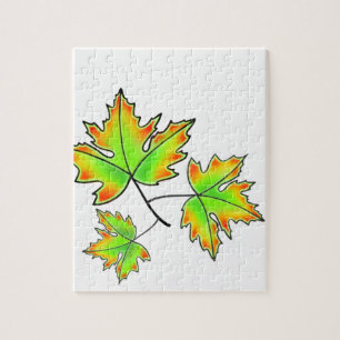 Autumn leaves red green orange leaves jigsaw puzzle