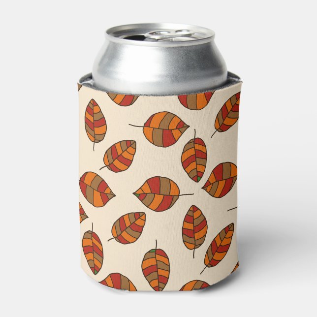 Autumn Leaves Red Leaf Pattern on any Colour Can Cooler (Can Front)