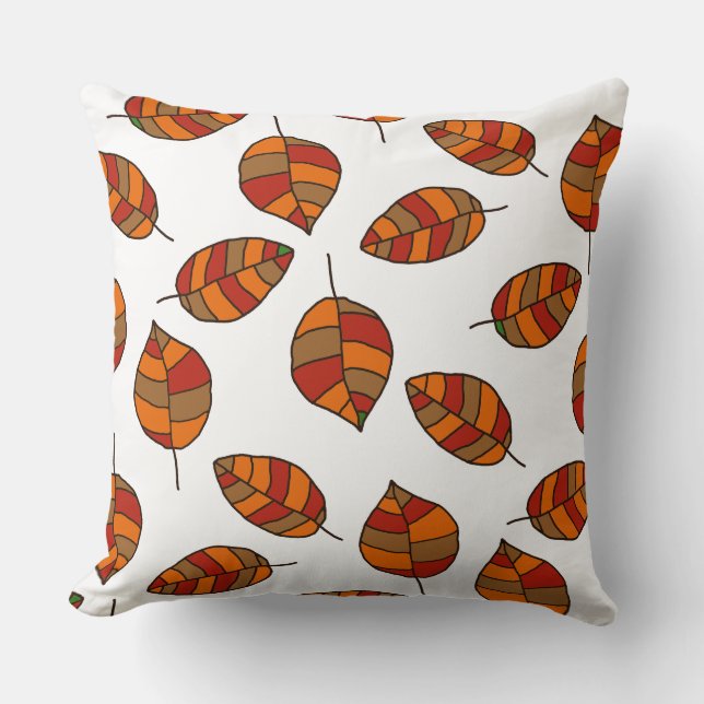 Autumn Leaves Red Leaf Pattern on any Colour Cushion (Front)