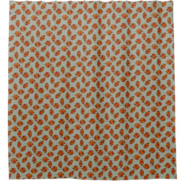 Autumn Leaves Red Leaf Pattern on any Colour Shower Curtain (Front)