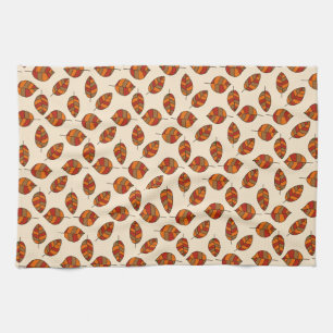 Autumn Leaves Red Leaf Pattern on any Colour Tea Towel