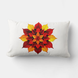Autumn Leaves Red Yellow Orange Botanical Floral Lumbar Cushion