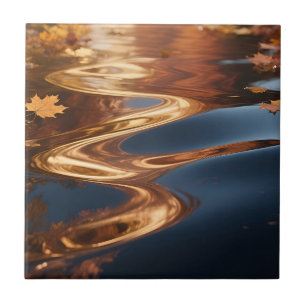 Autumn Leaves Reflection Watercolor Tile