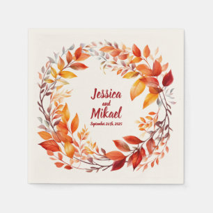 Autumn Leaves Ring: Personalized Wedding Napkins