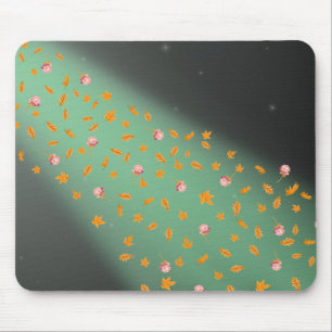 Autumn Leaves & Roses Green Mouse pad