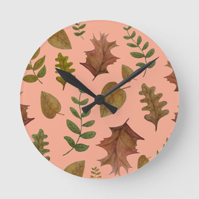 Autumn leaves round clock (Front)
