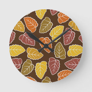 Autumn Leaves Round Clock