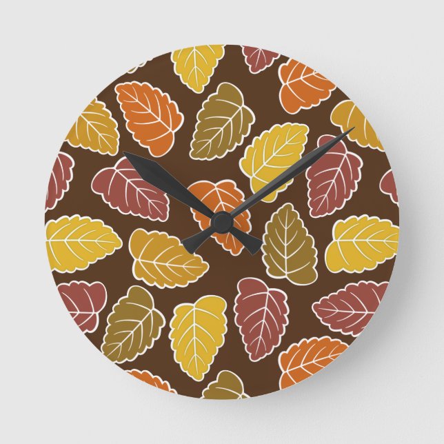 Autumn Leaves Round Clock (Front)